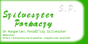 szilveszter porpaczy business card